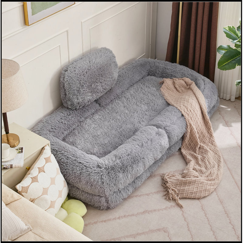 Canapé convertible réglable à 5 positions avec tissu moelleux pour relaxer et jouer, Gris clair
