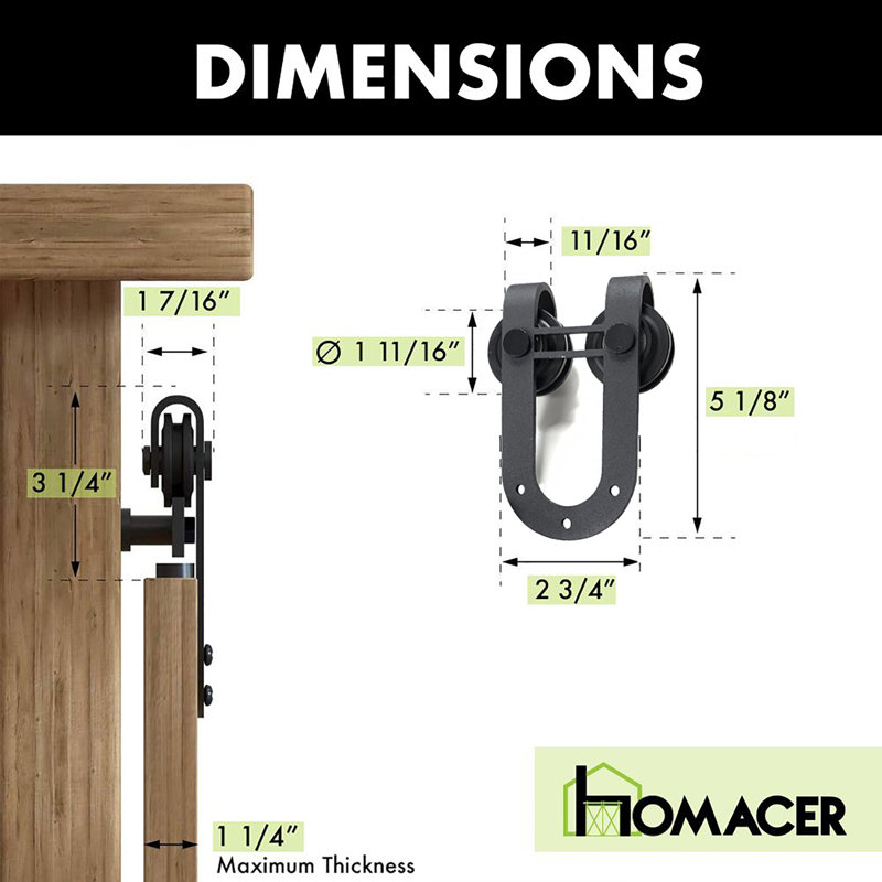 Black Steel Mini Sliding Barn Door Hardware Kit