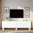 75" Tv Cabinet With Stylish Wavy Doors, 4 Storage Cabinets, Adjustable Shelves, And Cable Holes – White Media Console-1794634690