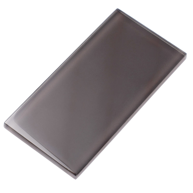 3"X 6" Polished Glass Subway Tile, Ash Gray