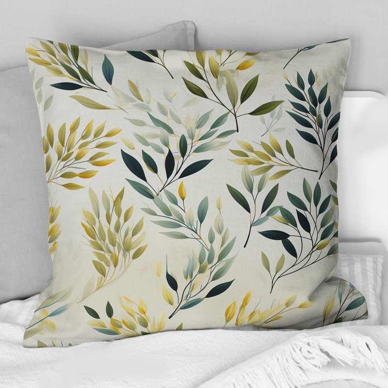 Coussin Zen Leaves III, H 16 po x l 16 po