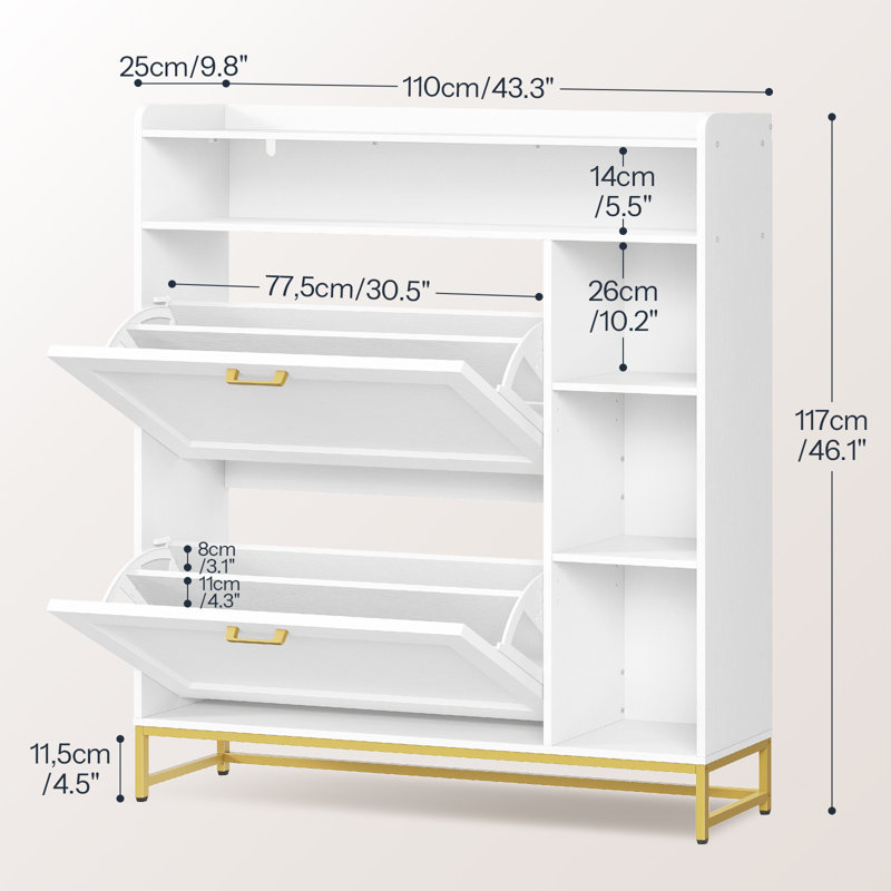 Narrow Shoe Cabinet with LED Lights