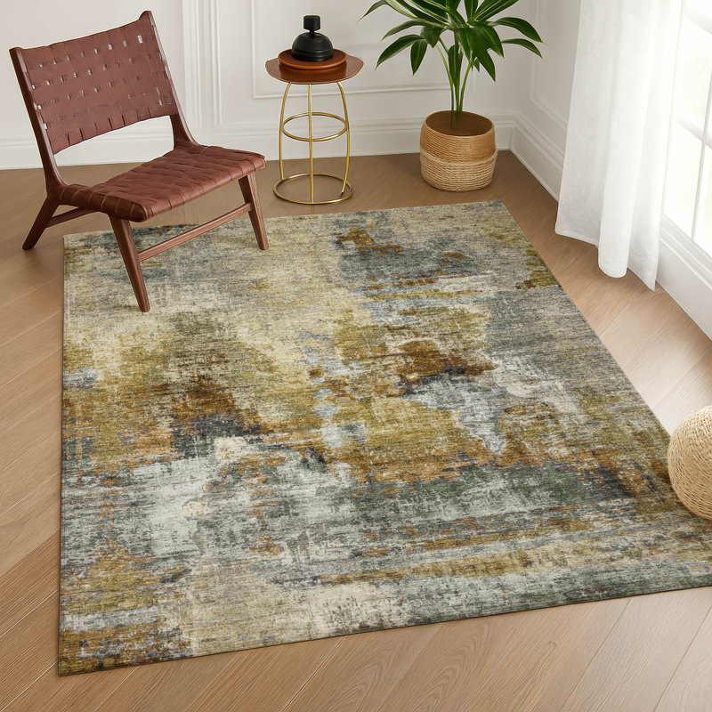 Tapis abstrait intérieur / extérieur lavable à la machine Chantille ACN2300, Rectangulaire 8 pi x 10 pi