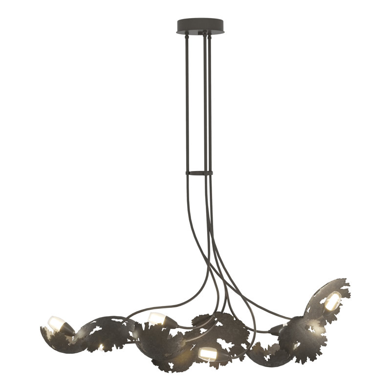 Luminaire suspendu linéaire à 6 lumières pour îlot de cuisine Pangea, Dark Smoke
