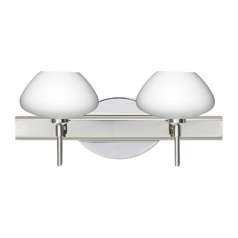 Éclairage pour salle de bain 2 lumières Srinivas, Nickel satiné, Opale matte, Incandescent