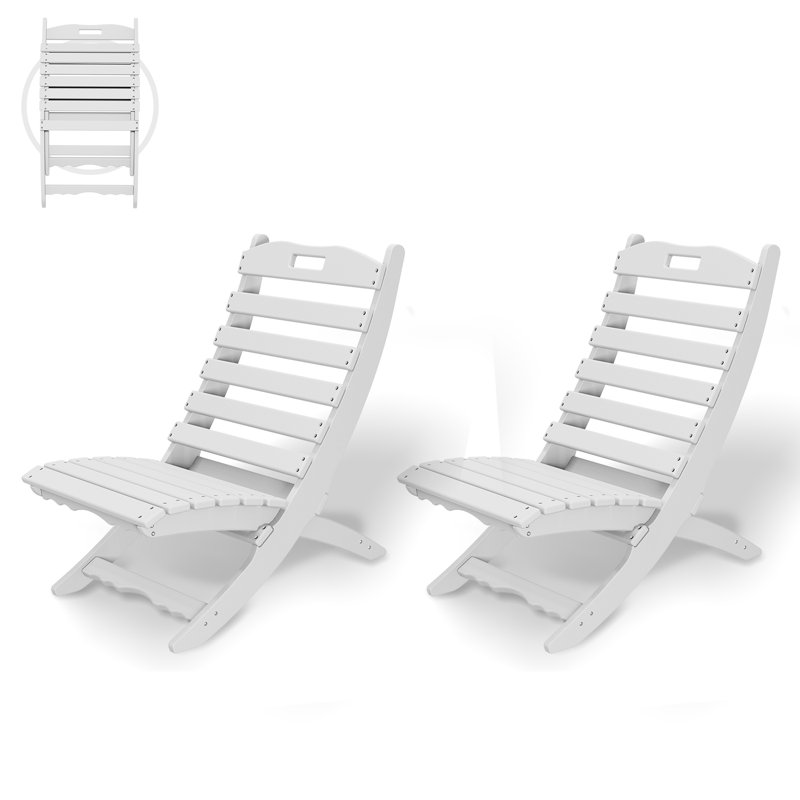 Chaise Adirondack pliante en plastique Alexeya, Blanc