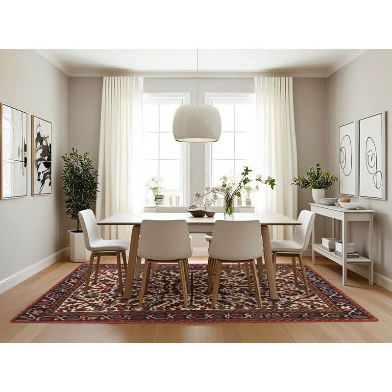 Tapis oriental rouge / ivoire Kirstie, Rectangle 7 pi x 10 pi