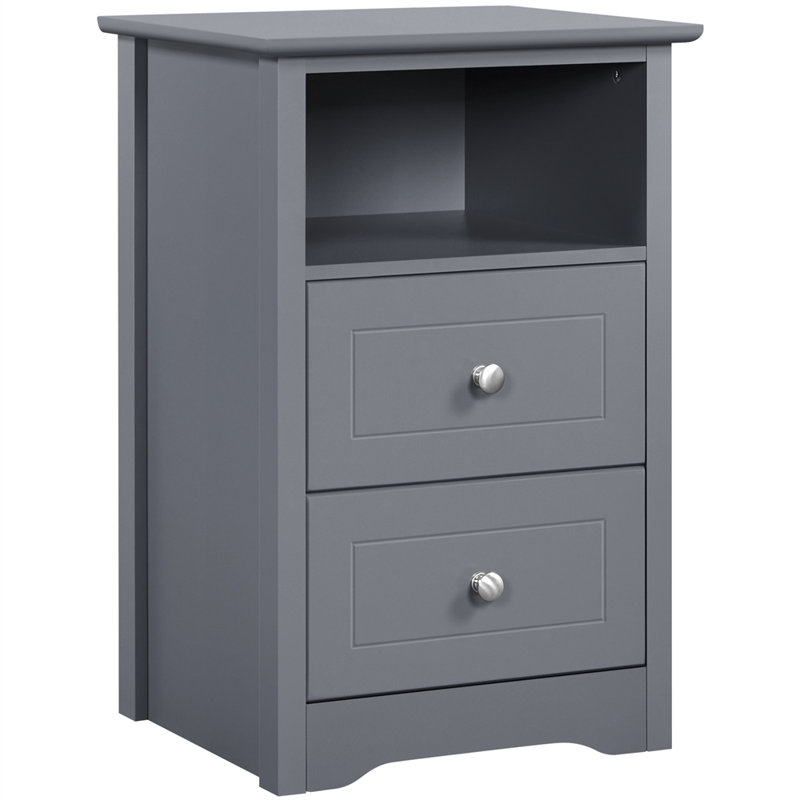 Side Table with Storage, Dark Gray