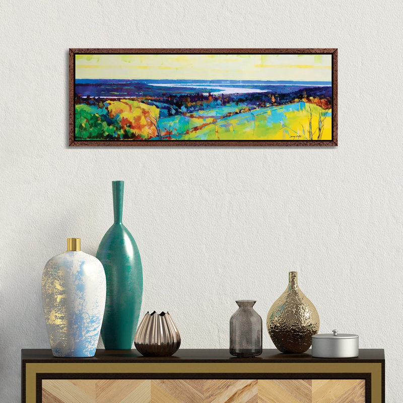 Sabrina II by Doug Eaton - Panoramic Painting on Canvas, 30.48 cm H x 91.44 cm W, Classic Brown Wood Framed