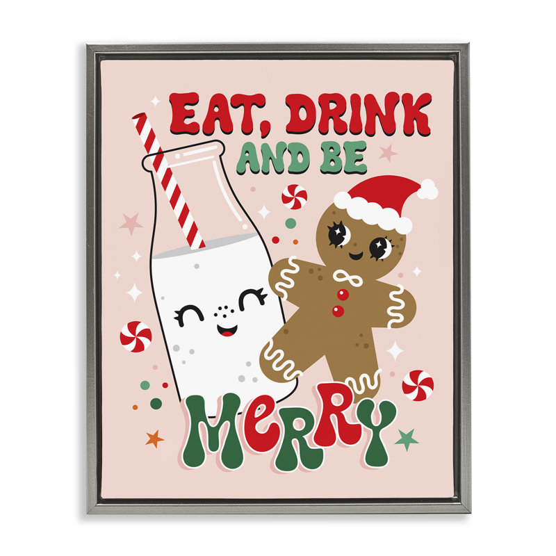 "Eat & Drink Milk and Cookies", art mural encadré par Ilis Avilés, H 21 po x l 17 po, Cadre flottant gris lustré