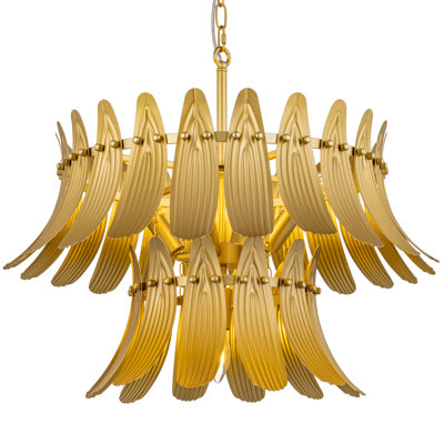 5-Light Dimmable Gold Leaf Tiered Chandelier