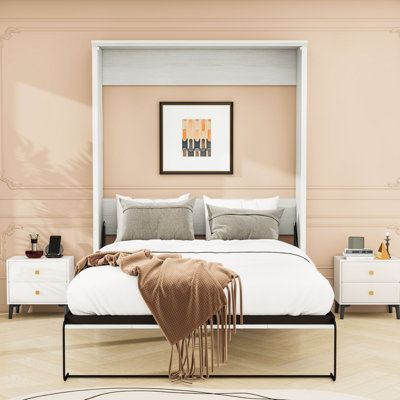 Queen Wood Murphy Bed with Slats 