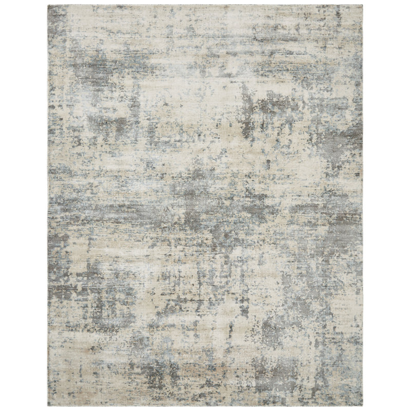 Abstract Area Rug in Gray, Rectangle 9'6" x 13'