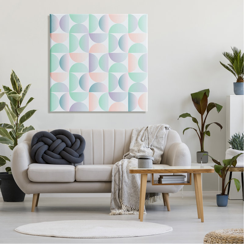 Motif rétro de formes pastel sur toile, H 36 po x l 36 po x P 1,5 po