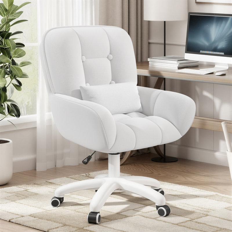 Fairmont Park Velvet Office Chair, White, Black