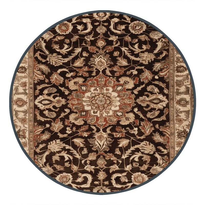 Tapis brun lavable à la machine, Rond 4 pi