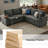 Symmetrical Upholstered Corner Sectional With Arm Table And Pull-Out Bed-616319185