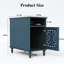 Table de bout rétro avec porte sculptée à la main et station de charge, table de chevet avec armoire et tablette-747911179