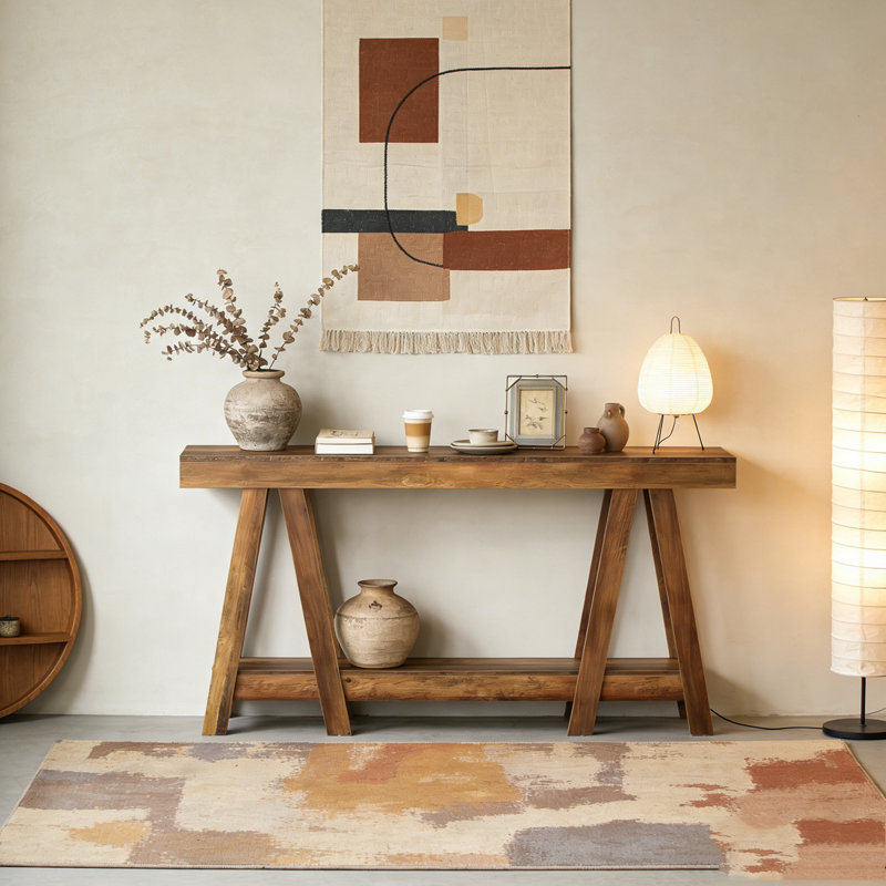 2-Tier Farmhouse Console Table Entryway Table Behind Sofa