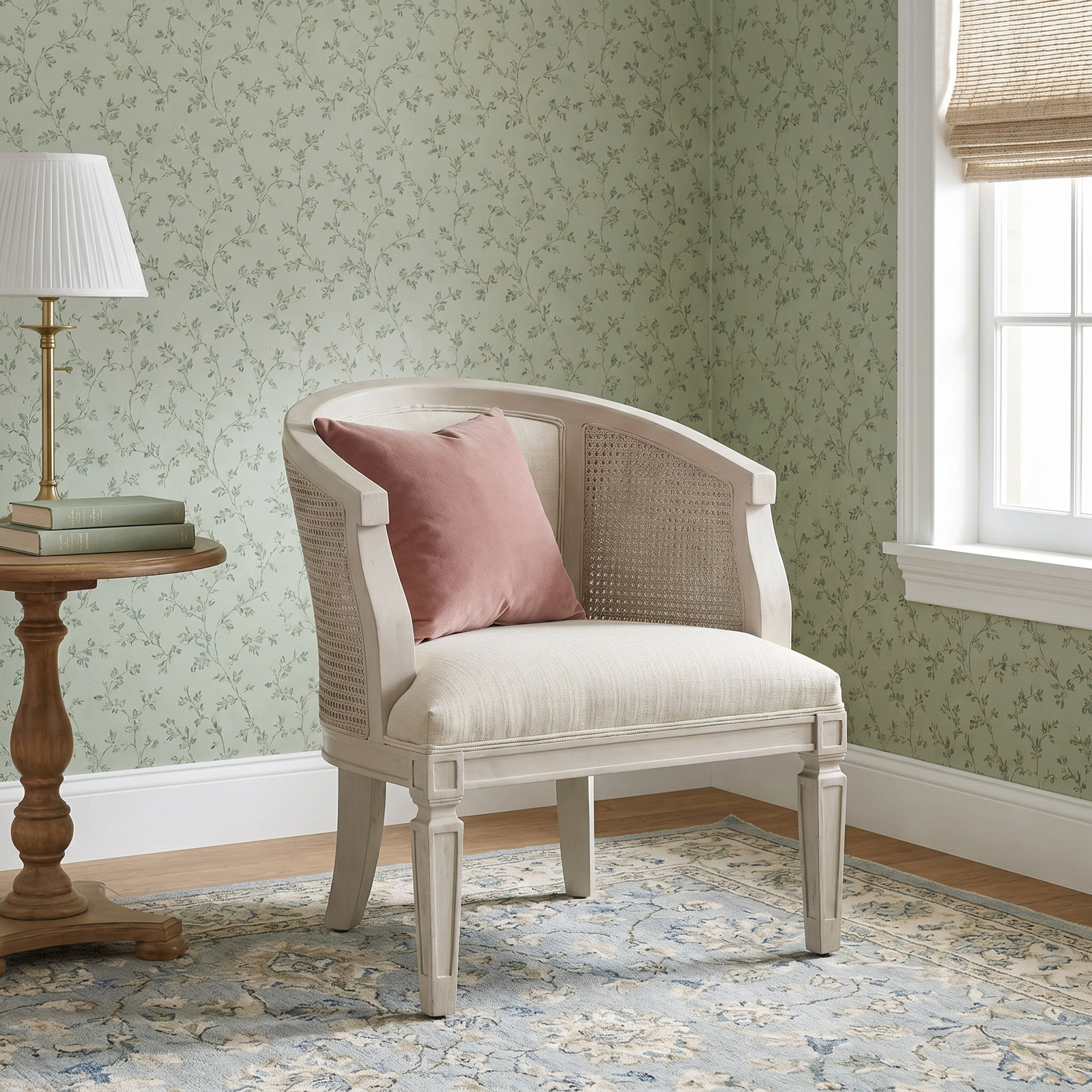 Alaraph Cane Barrel Chair, Off White