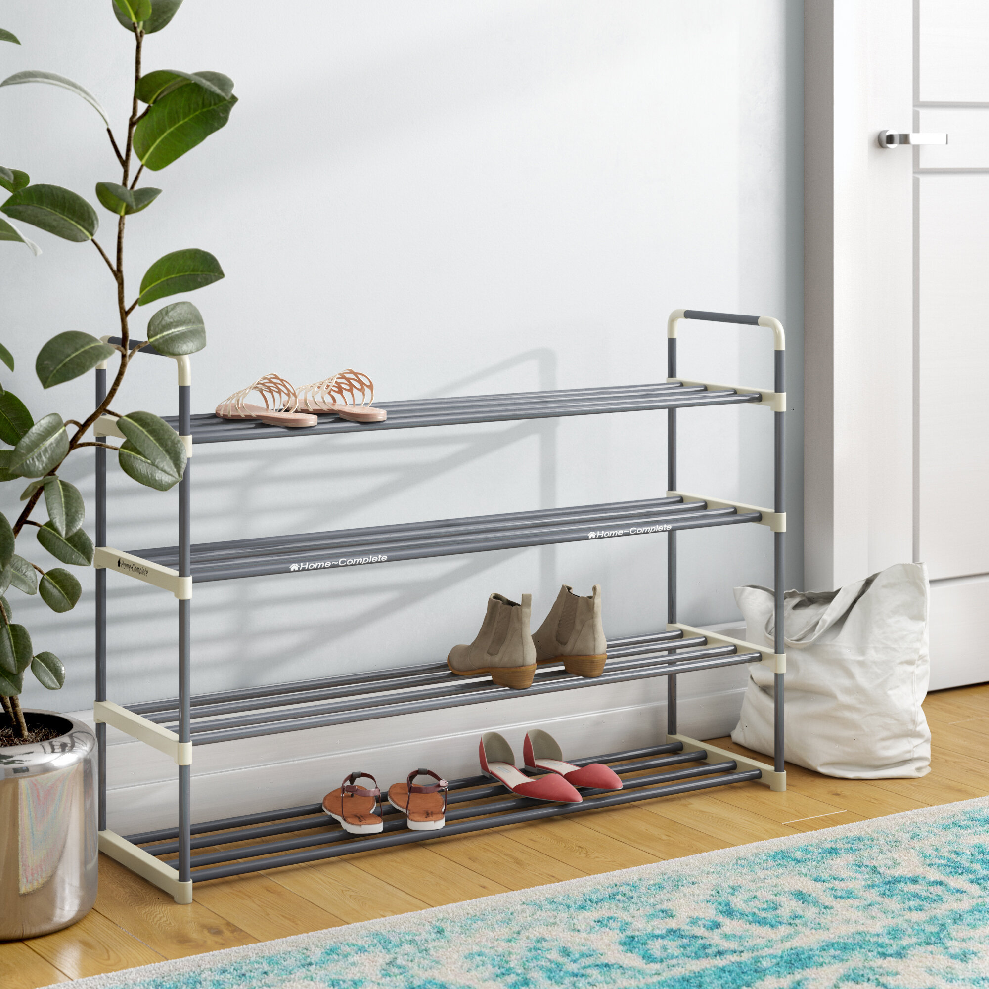 Rebrilliant Carven 4-Tier Shoe Rack Organizer for Closet, Bathroom, Entryway  - Shelf Holds 20 Pairs of Shoes & Reviews