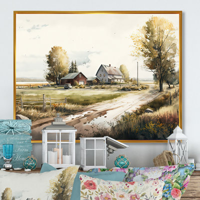 Path to the Barn II - ferme / campagne, art mural sur toile
