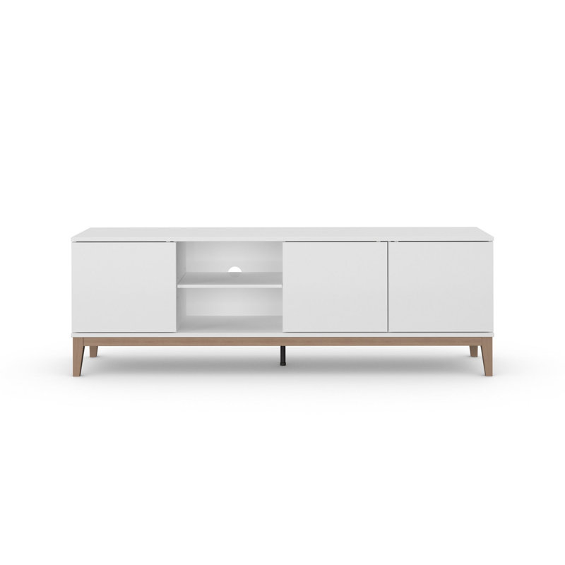 Arlenis Unfinished TV Stand with Fireplace Included, White