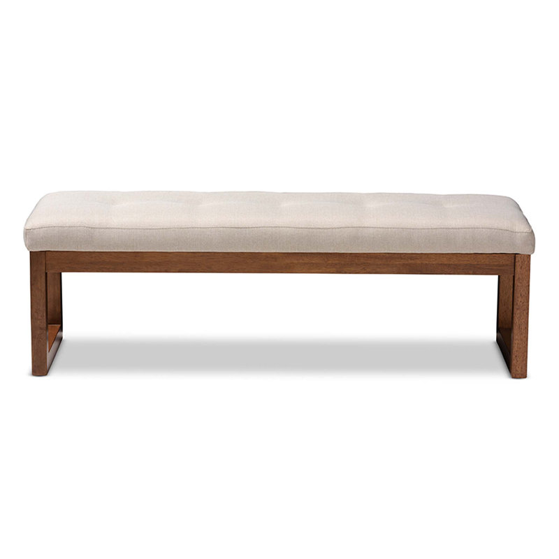 Banc rembourré en bois brun noyer Veronica, Beige
