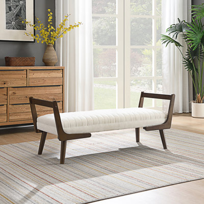 Banc Mid-Century, repose-pieds avec repose-pieds