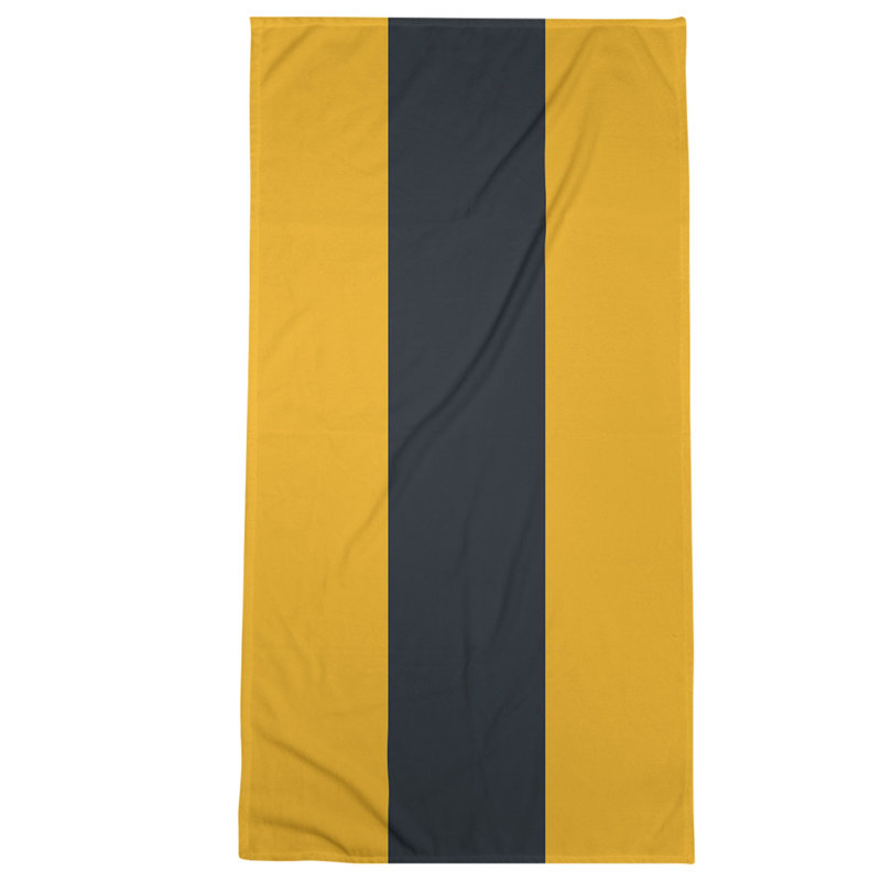 Cotton Blend Beach Towel, Dark Yellow/Black