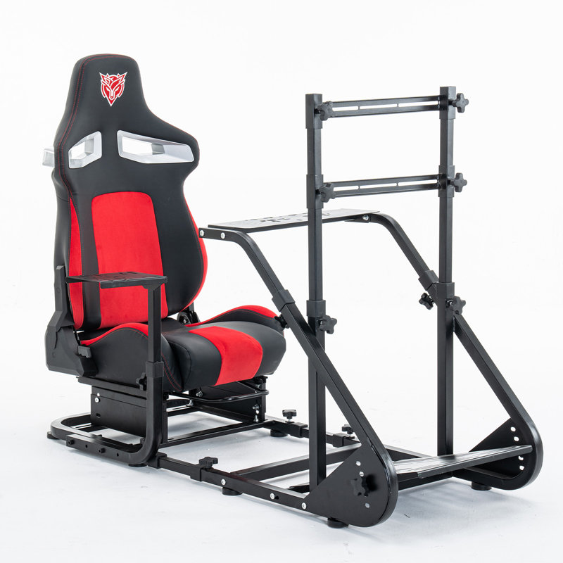 Cockpit à volant de course amélioré et stable avec siège et support pour moniteur, plate-forme de course Sim robuste et réglable pour roues Logitech / ThrustMaster / Fanatec, jeu PC / Playstation / xbox
