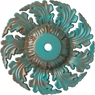 Médaillon de plafond Endurathane Berkshire, P 15 3/4 po x P 3 7/8 po x P 3/4 po (convient aux auvents jusqu'à 7 po), finition craquelée en pierre de château peinte à la main
