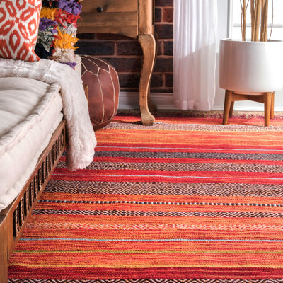 Tapis orange tissé à plat à la main Dupuis