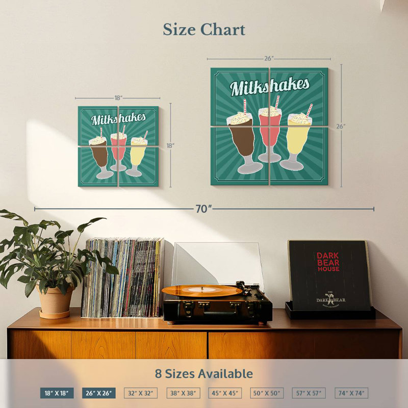 Yarlin Retro Style Milkshakes, 26" H x 26" W