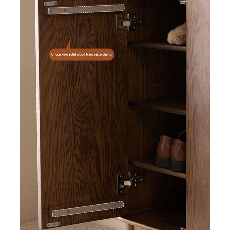 Modern Solid Oak Storage Shoe Cabinet