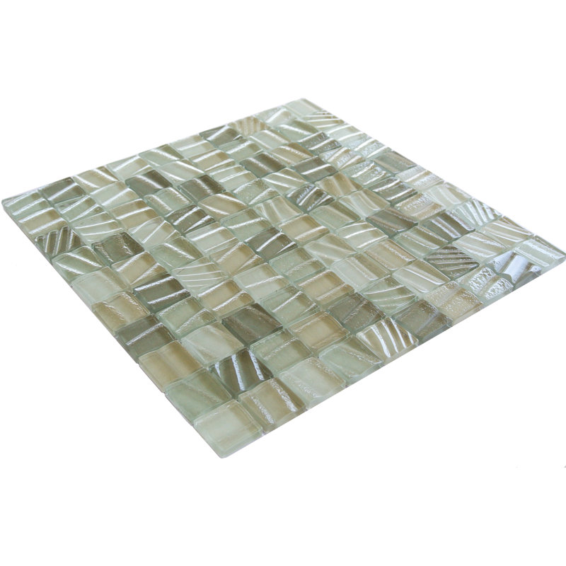 New Era 12 in. x 12 in. Textured Glass Straight Edge Square Mosaic Wall & Pool Tile, Ash Gray