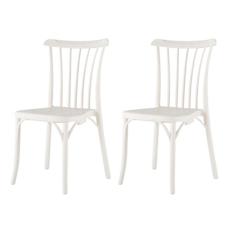 Ensemble de deux chaises de salle à manger d'extérieur empilables en plastique blanc