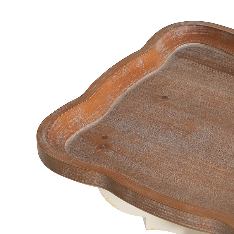 Table de bout en faux bois Calhoun, Plateau en bois / base blanche