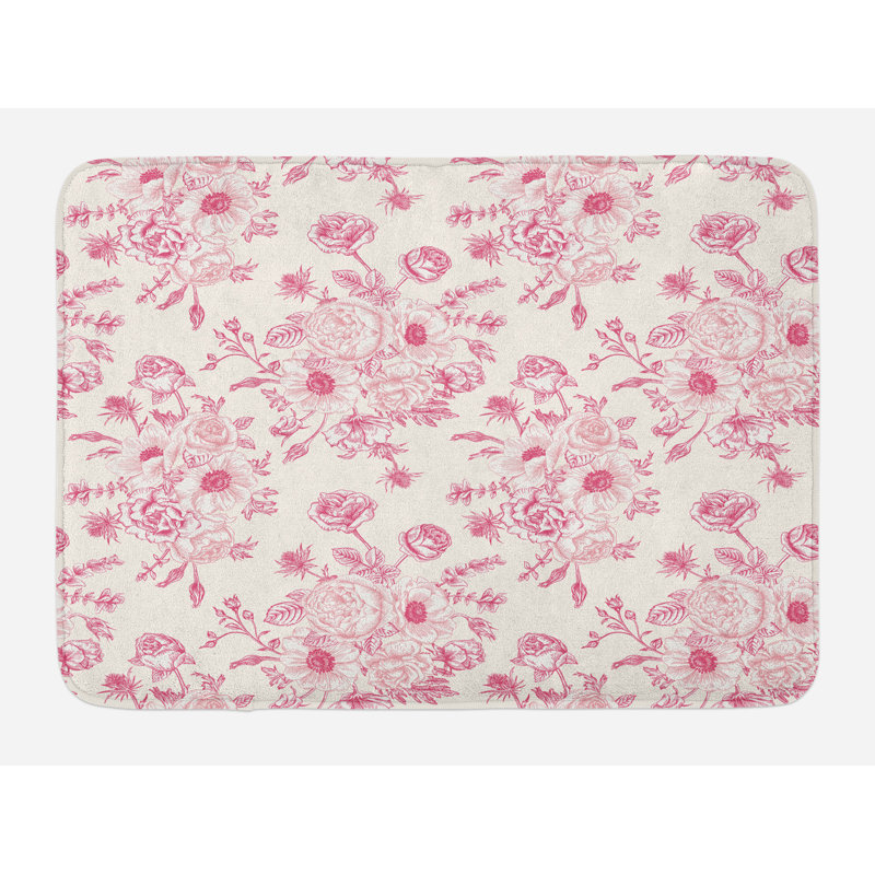 Tapis de bain East Urban Home, envers antidérapant, 30,2 po x 20 po, rouge, mauve et vert