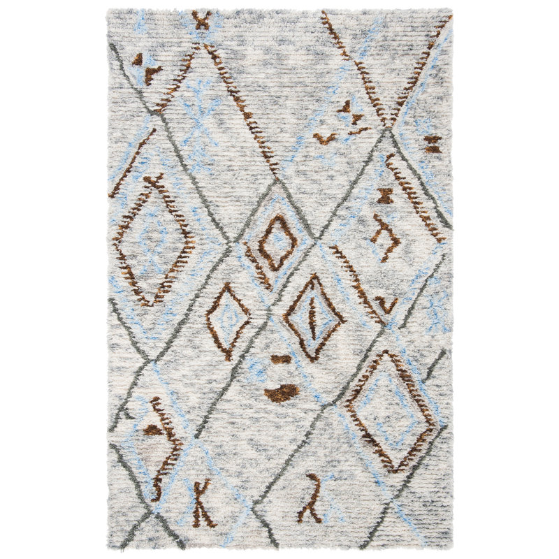 Powell Shag Hand Tufted Wool Southwestern Rug, Rectangle 8' x 10'