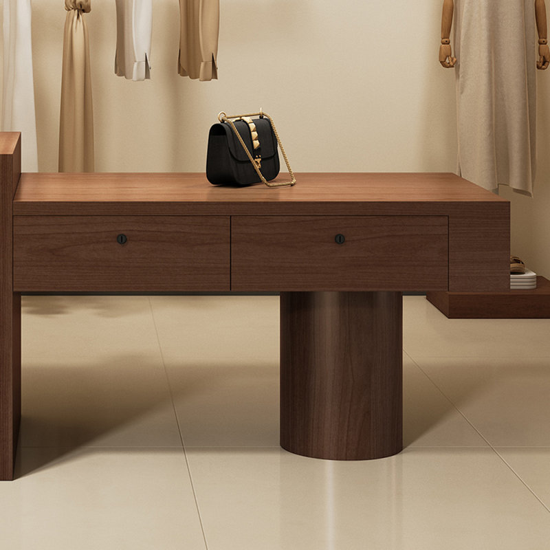 Vitrine à panneau haute densité, Noyer, H 35,43 po x l 86,61 po x P 23,62 po