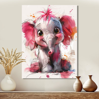 Pépinière de bébé éléphant caricature I - décoration murale éléphant