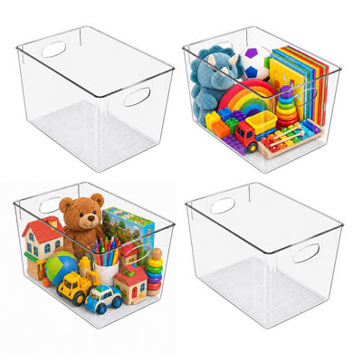 Sorbus Clear Storage Bins, 4 Pack Large Plastic Organizer Bins with Handles, Deep Storage Containers for Pantry, Cabinet, Closet, Bathroom & Laundry R