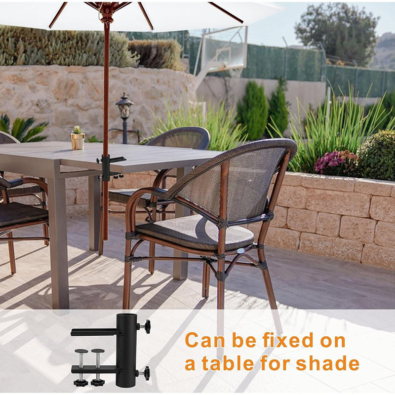 clamp-on patio umbrella for patio table TheLAShop 1 1/2" Clamp on Outdoor Holder D7/8" to D1 1/4" clamp Flag Pole Holder for Fence kayak umbrella Umbrella Clamp, Umbrella Clamp Stand