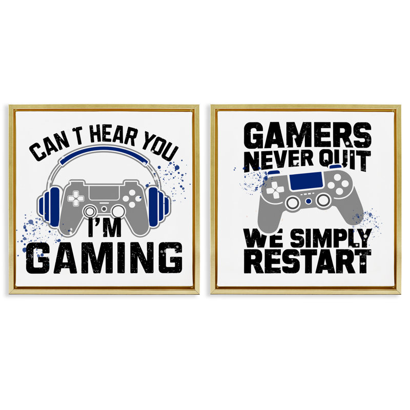 Ensemble de cadres flottants 2 pièces Gamer, H 25 po x l 25 po, Cadre flottant métallique doré