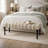 Kilwin Handmade Neutral Wool & Cotton Fringed Upholstered Entryway Accent Bench