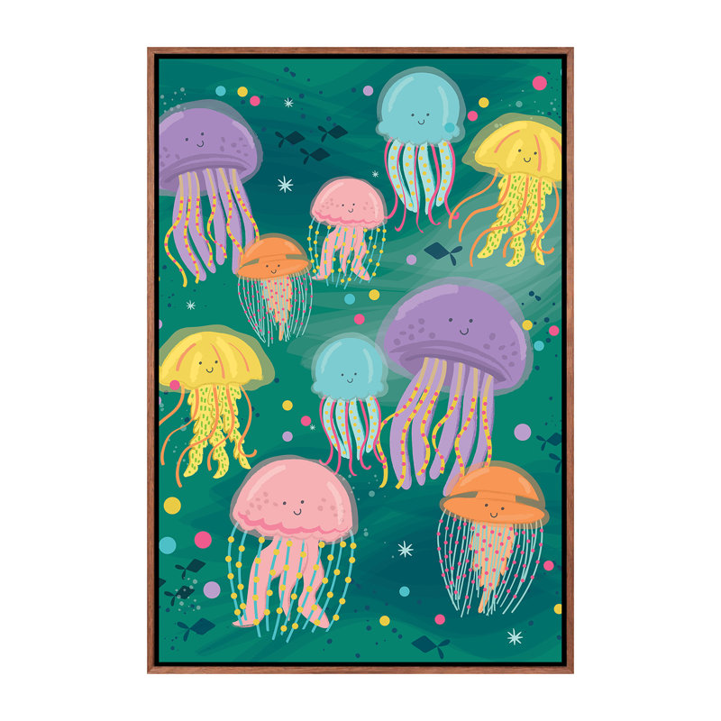«Coastal Nautical Under the Sea II» par Lisa White boutons - impression d'art graphique, Toile avec cadre en bois classique