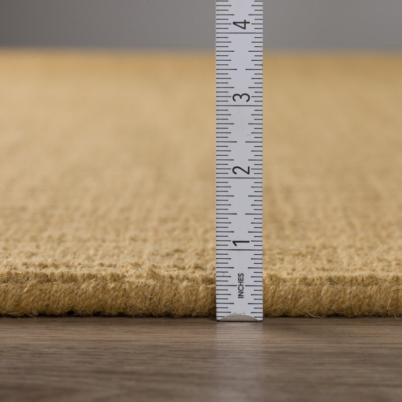 Tapis doré en laine crocheté à la main Dionne, Rectangle de 2 pi x 3 pi