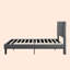 Classic Upholstered Platform Bed with Headboard & Wood Slat Mattress Foundation, Grey-1487519772