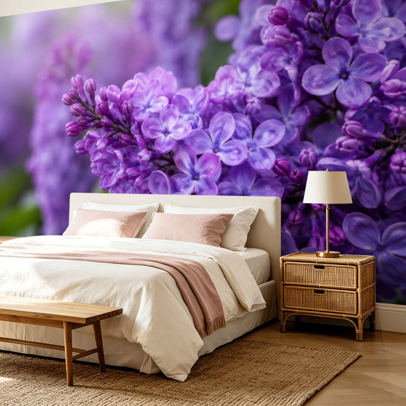 Papier peint adhésif pelez et collez fleurs lilas auto-adhésif et amovible, 68.88" L  x 96" W